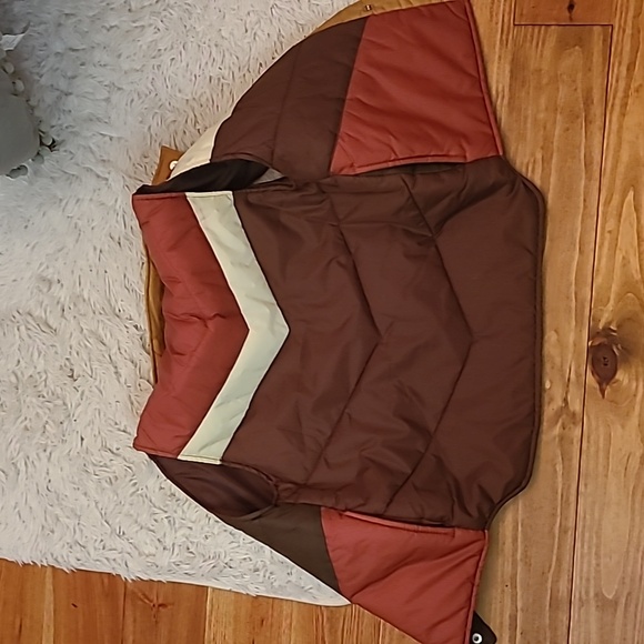 Colorblock Chevron Vintage Puffer Vest Size Small. Brown, Rust, White Retro! - Picture 9 of 12